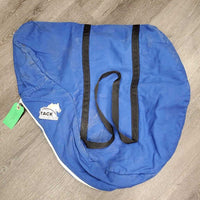 Hvy Cotton English Saddle Storage Carry Bag. Light Lining, Zipper *gc, older, stains, rubs, scrapes, marker
