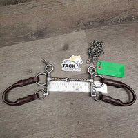 SS Corkscrew Pelham Bit, 2x Leather Convertors, Chain *vgc, clean, stains?residue, scuffs

