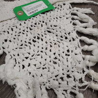 Light Crochet Fly Veil Ear Bonnet, fringe, string *vgc, clean, loose threads, stains, older
