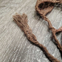 Light Crochet Fly Veil Ear Bonnet, string *xc/like new, older, knots
