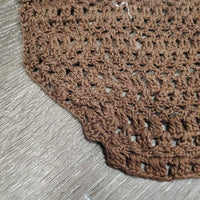 Light Crochet Fly Veil Ear Bonnet, string *xc/like new, older, knots
