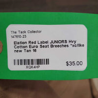 JUNIORS Hvy Cotton Euro Seat Breeches *xc/like new
