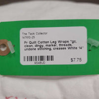 Pr Quilt Cotton Leg Wraps *gc, clean, dingy, marker, threads, undone stitching, creases
