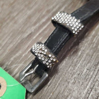 2 Leather Spur Straps, Bling *gc, clean, dents, missing & peeled bling, rubs, loose & stretched keepers
