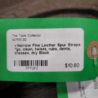 v.Narrow Fine Leather Spur Straps *gc, clean, twists, rubs, dents, creases, dry
