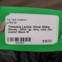 Leather Winter Riding Gloves - Mitts *gc, dirty, rubs, hair, stains?
