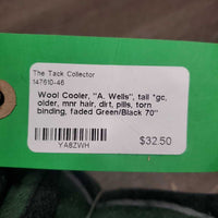 Wool Cooler, "A. Wells", tail *gc, older, mnr hair, dirt, pills, torn binding, faded
