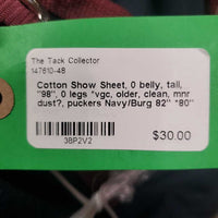 Cotton Show Sheet, 0 belly, tail, "98", 0 legs *vgc, older, clean, mnr dust?, puckers
