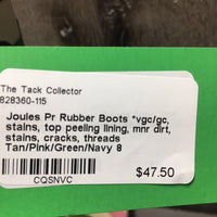 Pr Rubber Boots *vgc/gc, stains, top peeling lining, mnr dirt, stains, cracks, threads
