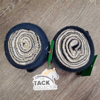 2 Stretchy Elastic & Quilt Exercise Leg Wraps *gc, clean, rubs, pills, hair, threads
