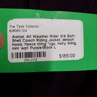 3/4 Soft Shell Coach Riding Jacket, detach hood, fleece lining *vgc, hairy lining, mnr wpf