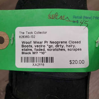 Pr Neoprene Closed Boots, veclro *gc, dirty, hairy, stains, faded, scratches, scrapes
