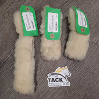 3 Sheepskin Halter Fuzzies *gc, clumpy, stiff, clean, stains
