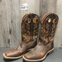 Pr Square Toe Western Boots *xc/vgc, mnr slices, scuffs, dirt
