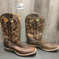 Pr Square Toe Western Boots *xc/vgc, mnr slices, scuffs, dirt

