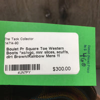 Pr Square Toe Western Boots *xc/vgc, mnr slices, scuffs, dirt
