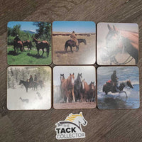 6 Alberta Rangeland Coaster Collection Coasters Set, box *gc, dirty, stains, older, ripped box, rubs
