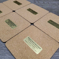 6 Alberta Rangeland Coaster Collection Coasters Set, box *gc, dirty, stains, older, ripped box, rubs
