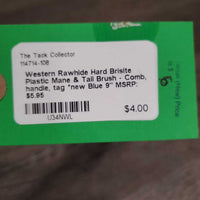 Hard Brislte Plastic Mane & Tail Brush - Comb, handle, tag *new
