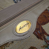 "Amazon" Hvy Duty Tapestry Garment Bag "Horses" *gc, older, clean, mnr rubs & loose threads, "split" ring, NO Shoulder Strap
