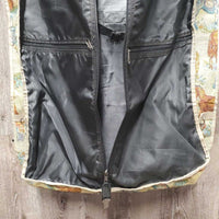 "Amazon" Hvy Duty Tapestry Garment Bag "Horses" *gc, older, clean, mnr rubs & loose threads, "split" ring, NO Shoulder Strap

