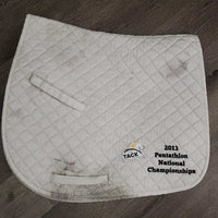 Quilt Jumper Saddle Pad "2013 Pentathlon Champ" *gc, clean, stains, hair, clumpy, dingy, mnr rubs, pills, puckers
