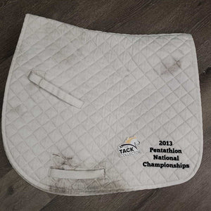 Quilt Jumper Saddle Pad "2013 Pentathlon Champ" *gc, clean, stains, hair, clumpy, dingy, mnr rubs, pills, puckers