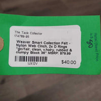 Felt - Nylon Web Cinch, 2x D Rings *gc/fair, clean, v.hairy, rubbed & clumpy
