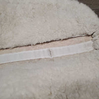 Dressage Sheepskin Quilt Half Pad, rolled edges *vgc, clean, stain, cut tabs, mnr dingy, hair, clumpy, rubs, tear
