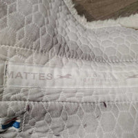 Dressage Sheepskin Quilt Half Pad, rolled edges *vgc, clean, stain, cut tabs, mnr dingy, hair, clumpy, rubs, tear
