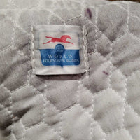 Dressage Sheepskin Quilt Half Pad, rolled edges *vgc, clean, stain, cut tabs, mnr dingy, hair, clumpy, rubs, tear