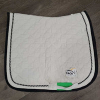 Quilt Dressage Saddle Pad, 1x, piping *gc, clean, older, stains, dingy, puckers, hole, threads, faded, cut tabs

