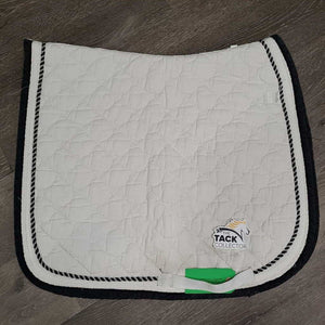 Quilt Dressage Saddle Pad, 1x, piping *gc, clean, older, stains, dingy, puckers, hole, threads, faded, cut tabs