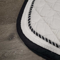 Quilt Dressage Saddle Pad, 1x, piping *gc, clean, older, stains, dingy, puckers, hole, threads, faded, cut tabs
