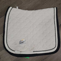 Quilt Dressage Saddle Pad, 1x, piping *gc, clean, older, stains, dingy, puckers, hole, threads, faded, cut tabs
