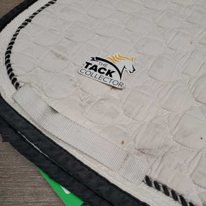 Quilt Dressage Saddle Pad, 1x, piping *gc, clean, older, stains, dingy, puckers, hole, threads, faded, cut tabs