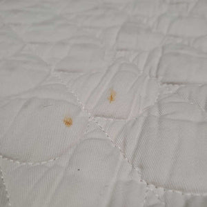 Quilt Dressage Saddle Pad, 1x, piping *gc, clean, older, stains, dingy, puckers, hole, threads, faded, cut tabs