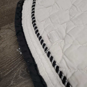 Quilt Dressage Saddle Pad, 1x, piping *gc, clean, older, stains, dingy, puckers, hole, threads, faded, cut tabs