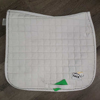Quilt Dressage Saddle Pad, 1x piping *gc, clean, pilly, mnr hair, stains, threads, puckers, holes, cut tabs
