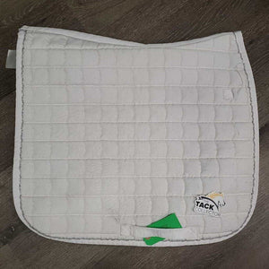 Quilt Dressage Saddle Pad, 1x piping *gc, clean, pilly, mnr hair, stains, threads, puckers, holes, cut tabs