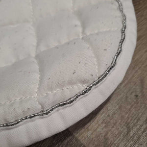 Quilt Dressage Saddle Pad, 1x piping *gc, clean, pilly, mnr hair, stains, threads, puckers, holes, cut tabs