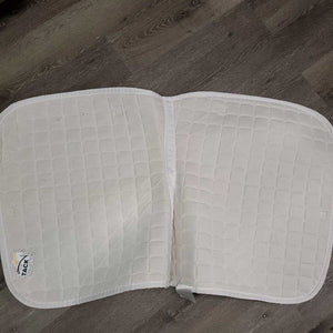 Quilt Dressage Saddle Pad, 1x piping *gc, clean, pilly, mnr hair, stains, threads, puckers, holes, cut tabs