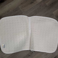 Quilt Dressage Saddle Pad, 1x piping *gc, clean, pilly, mnr hair, stains, threads, puckers, holes, cut tabs
