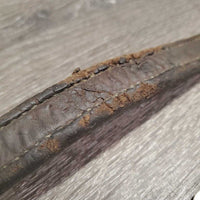 Double Stitch Leather Halter Crownpiece *gc/fair, oil, dents, stains, chews, mnr warped, scuffed
