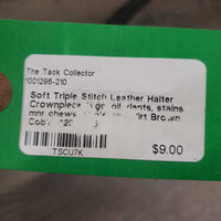 Soft Triple Stitch Leather Halter Crownpiece *vgc, oil, dents, stains, mnr chews, xhole, mnr dirt