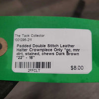 Padded Double Stitch Leather Halter Crownpiece Only *gc, mnr dirt, stained, chews