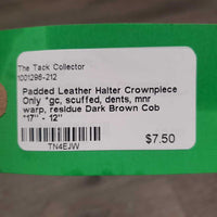 Padded Leather Halter Crownpiece Only *gc, scuffed, dents, mnr warp, residue
