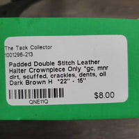 Padded Double Stitch Leather Halter Crownpiece Only *gc, mnr dirt, scuffed, crackles, dents, oil
