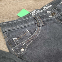Full Seat Denim Breeches *gc, v.faded, seam puckers, v.crinkled waist, older, rubs, pills
