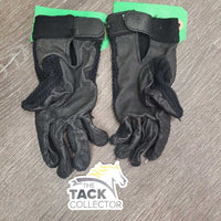 Pr Crochet & Leather Riding Gloves *gc/fair, clean, rubs, snags, threads, torn seam
